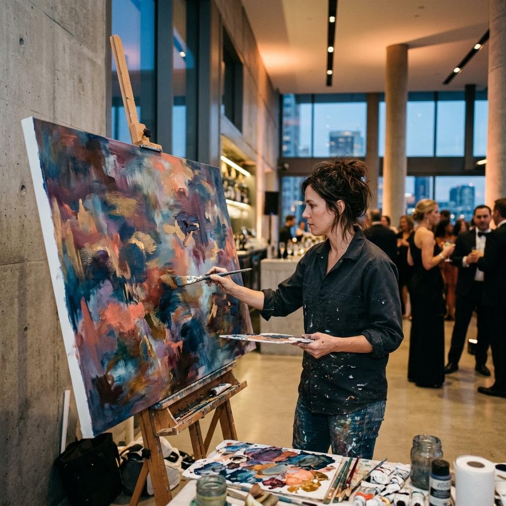 Conceptual scene of live painting for conferences